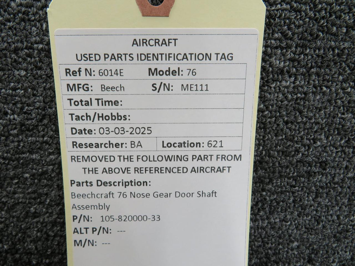 Beechcraft Parts 105-820000-33 Beechcraft 76 Nose Gear Door Shaft Assembly