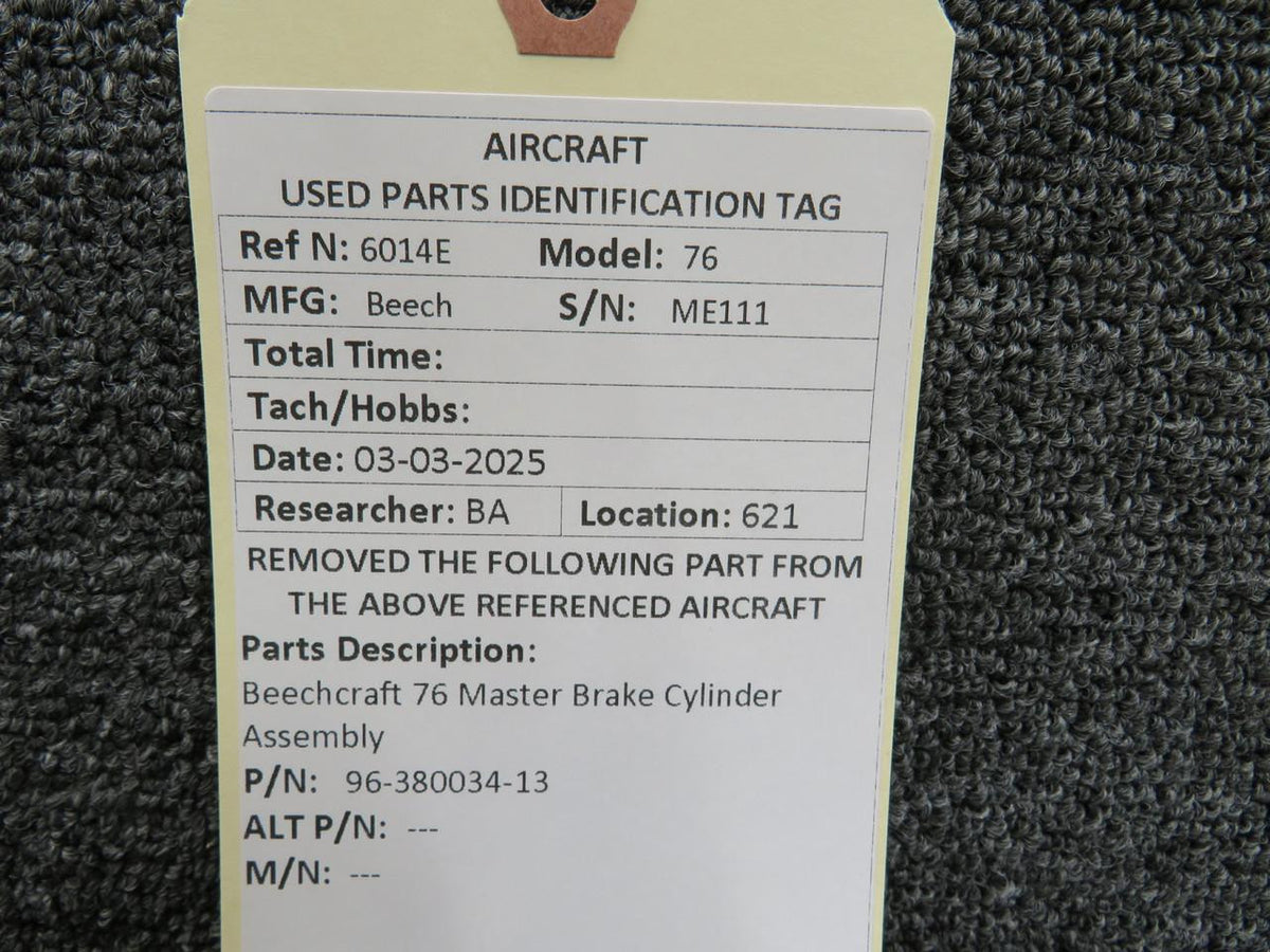 Beechcraft Parts 96-380034-13 Beechcraft 76 Master Brake Cylinder Assembly