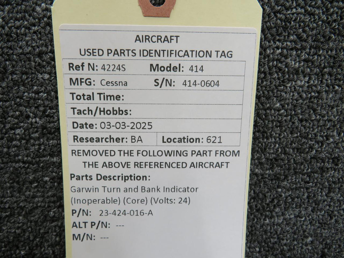 23-424-016-A Garwin Turn and Bank Indicator (Inoperable) (Core) (Volts: 24)