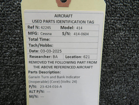 23-424-016-A Garwin Turn and Bank Indicator (Inoperable) (Core) (Volts: 24)