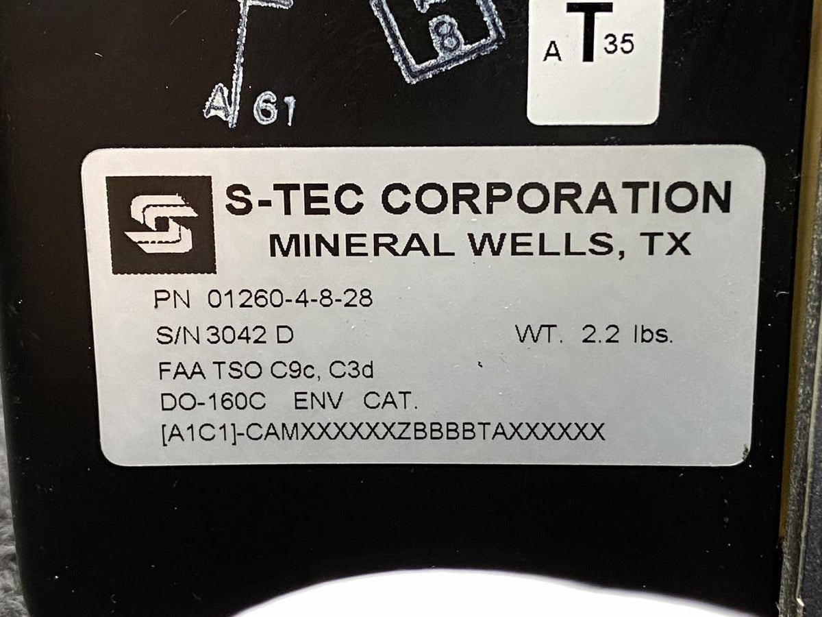 S-Tec Aviation Parts 01260-4-8-28 S-Tec Turn Coordinator Indicator (Lighted, 28V, Knob Missing)