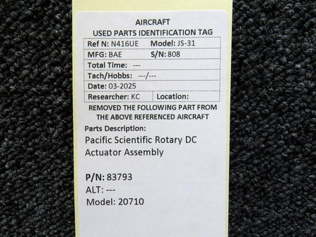 Pacific Scientific 83793 Pacific Scientific 20710 Rotary DC Actuator Assembly
