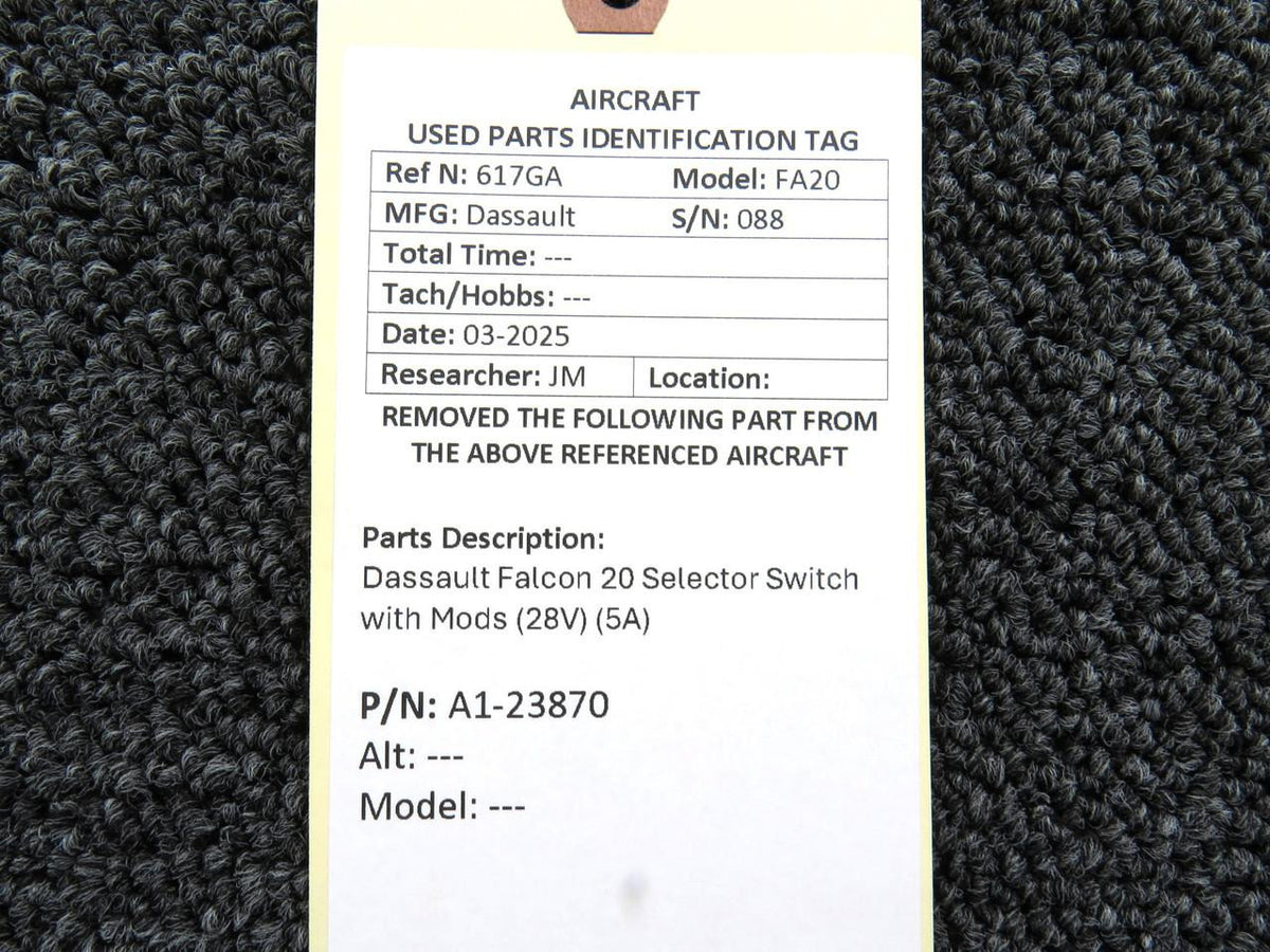Dassault Falcon A1-23870 Dassault Falcon 20 Selector Switch with Mods (28V) (5A)