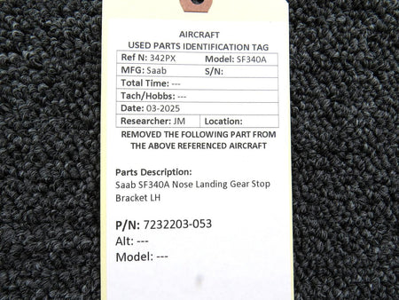 SAAB Aircraft Parts 7232203-053 Saab SF340A Nose Landing Gear Stop Bracket LH
