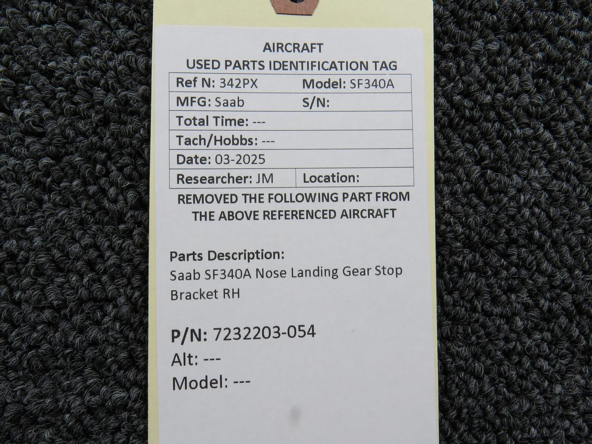 SAAB Aircraft Parts 7232203-054 Saab SF340A Nose Landing Gear Stop Bracket RH