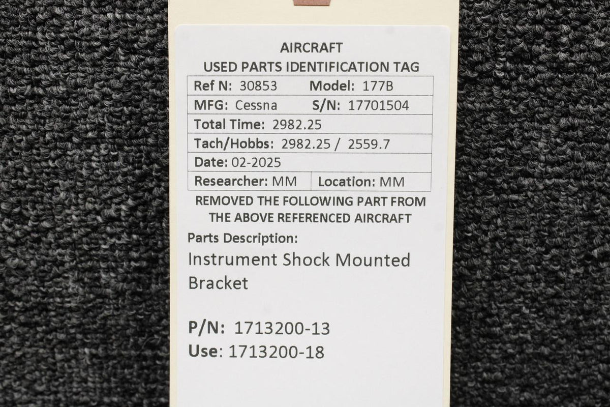 Cessna Aircraft Parts 1713200-13 (Use: 1713200-18) Cessna 177B Instrument Shock Mounted Bracket