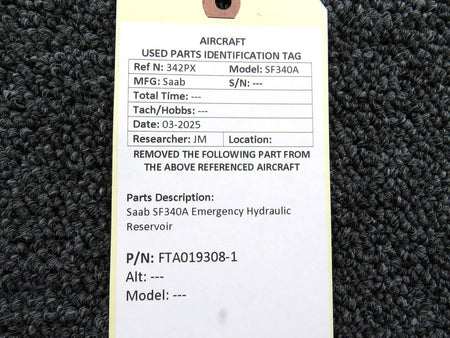 SAAB Aircraft Parts FTA019308-1 Saab SF340A Emergency Hydraulic Reservoir