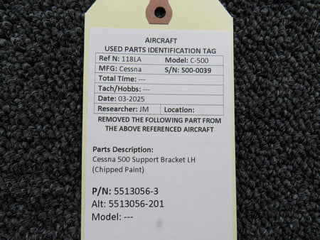 Cessna Aircraft Parts 5513056-3 (Use: 5513056-201) Cessna 500 Support Bracket LH (Chipped Paint)