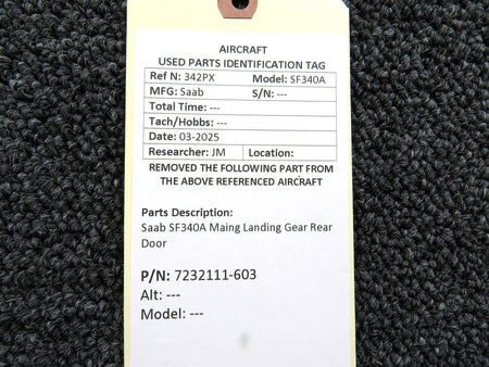 SAAB Aircraft Parts 7232111-603 Saab SF340A Main Landing Gear Rear Door