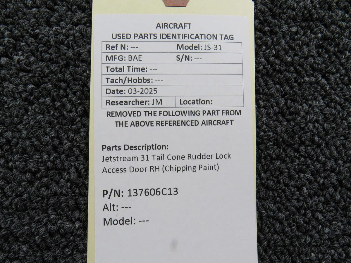 Jetstream 137606C13 Jetstream 31 Tail Cone Rudder Lock Access Door LH (Chipping Paint)