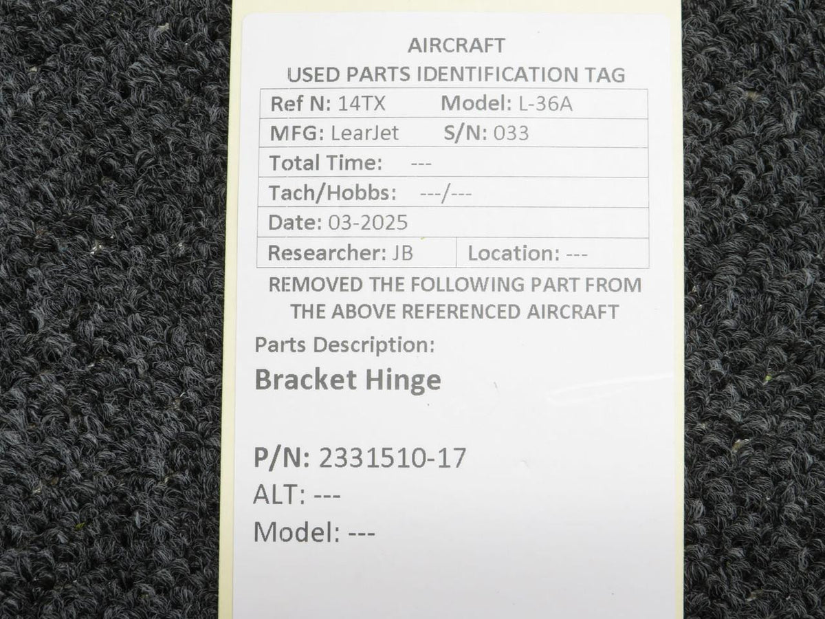 LearJet 2331510-17 LearJet L-36A Bracket Hinge