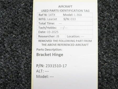 LearJet 2331510-17 LearJet L-36A Bracket Hinge