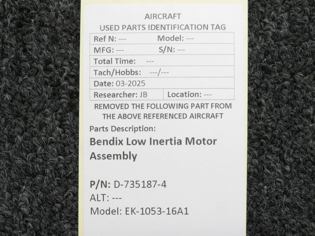 Bendix King D-735187-4 Bendix EK-1053-16A1 Low Inertia Motor Assembly