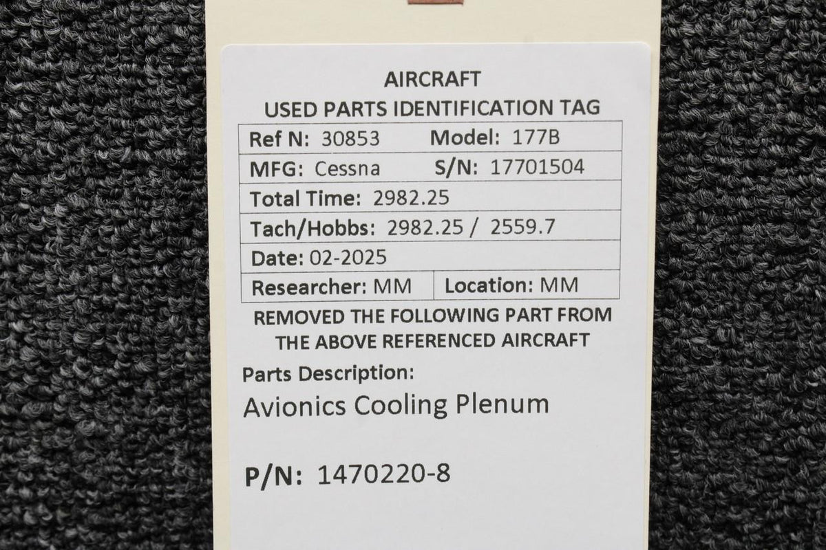 Cessna Aircraft Parts 1470220-8 Cessna 177B Avionics Cooling Plenum