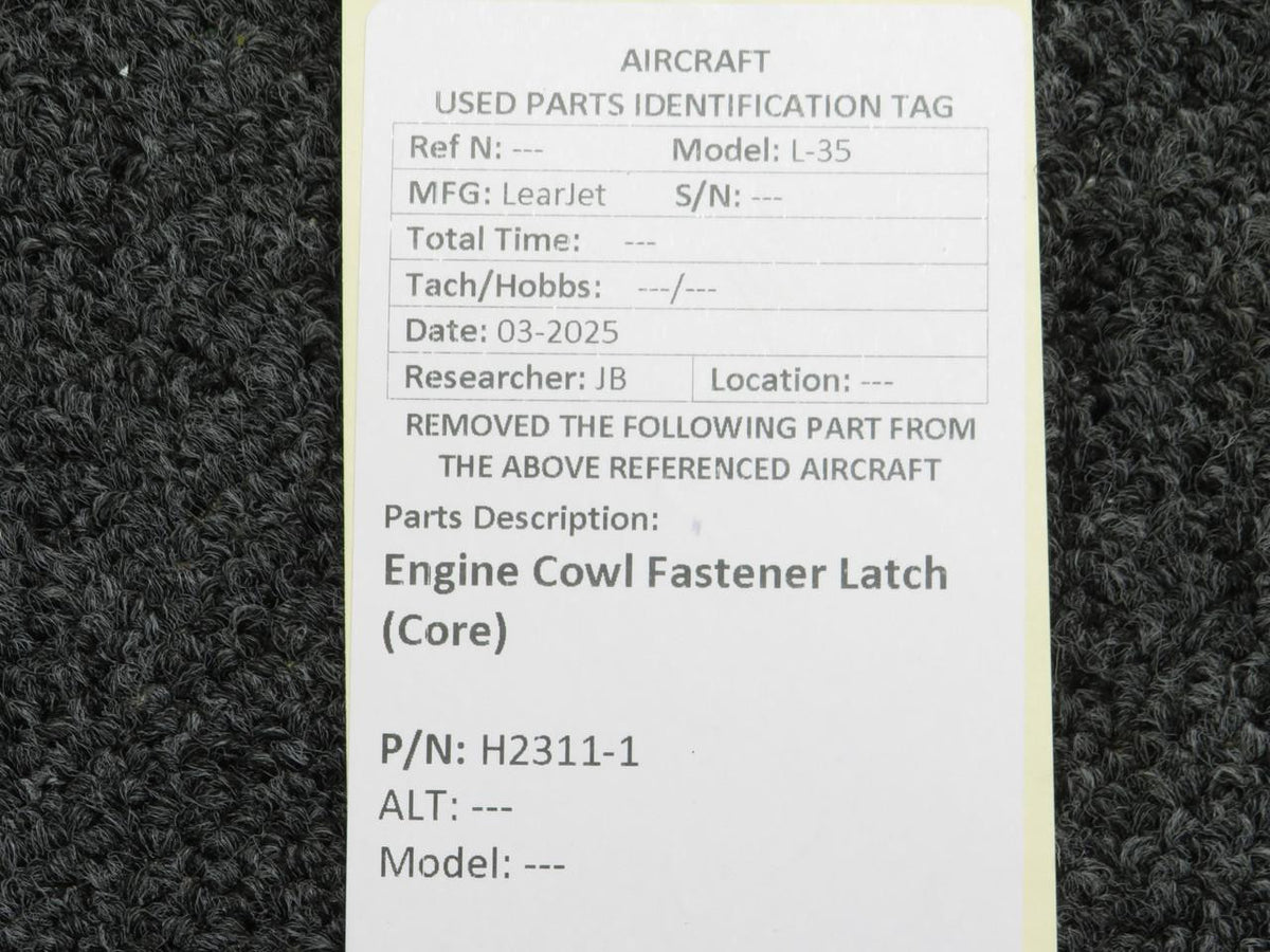LearJet H2311-1 LearJet L-35 Engine Cowl Fastener Latch (Core)