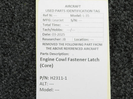 LearJet H2311-1 LearJet L-35 Engine Cowl Fastener Latch (Core)