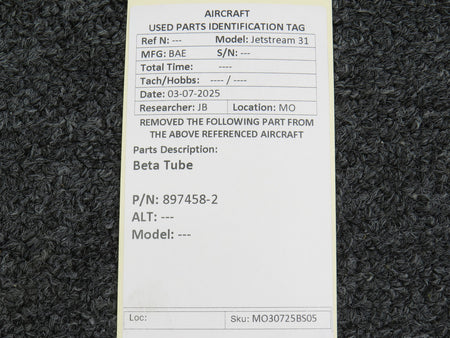 BAE 897458-2 Jetstream 31 Beta Tube