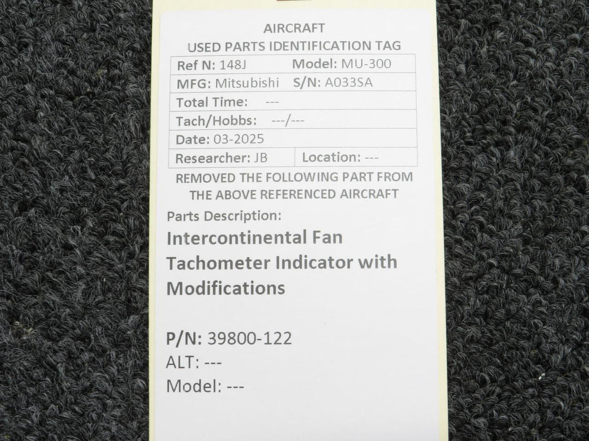 Intercontinental 39800-122 Intercontinental Fan Tachometer Indicator and Modifications