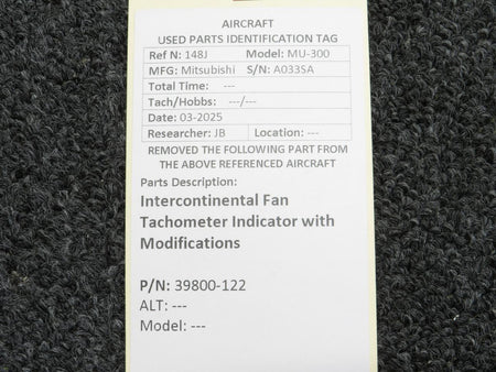 Intercontinental 39800-122 Intercontinental Fan Tachometer Indicator and Modifications