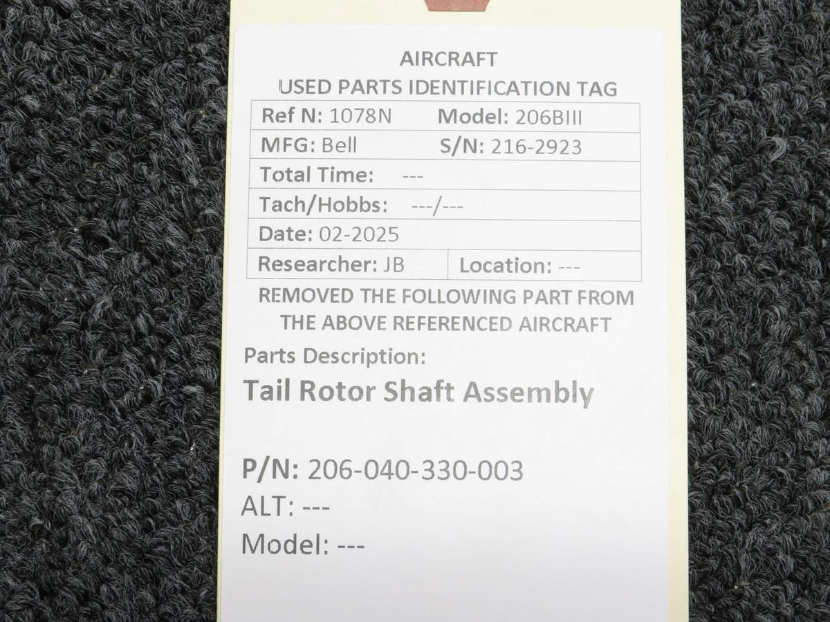 Bell 206-040-330-003 Bell 206BIII Tail Rotor Shaft Assembly