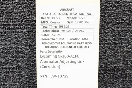 Lycoming Aircraft Engines & Parts LW-10729 Lycoming O-360-A1F6 Alternator Adjusting Link (Corrosion)