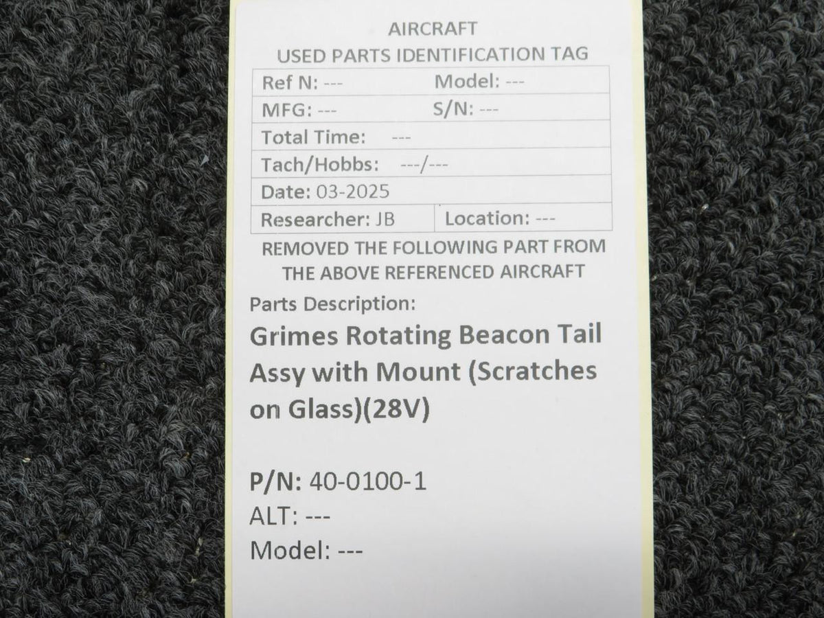 Grimes 40-0100-1 Grimes Rotating Beacon Tail Assy with Mount (Scratches on Glass)(28V)