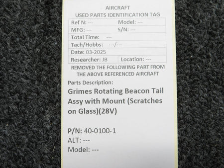 Grimes 40-0100-1 Grimes Rotating Beacon Tail Assy with Mount (Scratches on Glass)(28V)