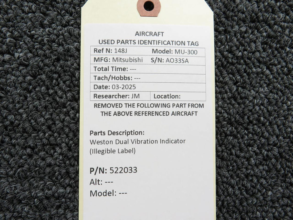 Weston 522033 Weston Dual Vibration Indicator (Illegible Label)