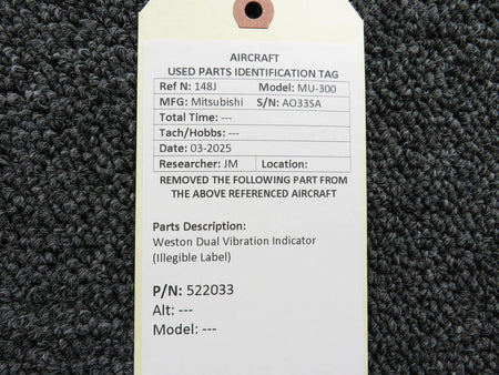Weston 522033 Weston Dual Vibration Indicator (Illegible Label)