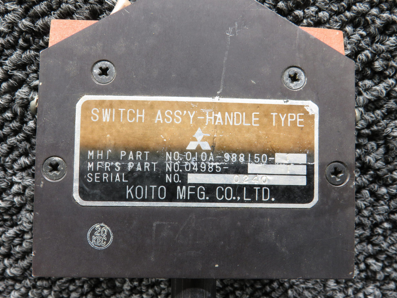 NAOページ 04985-1 (Alt: 010A-988150-1) Koito Handle Type Switch Assembly