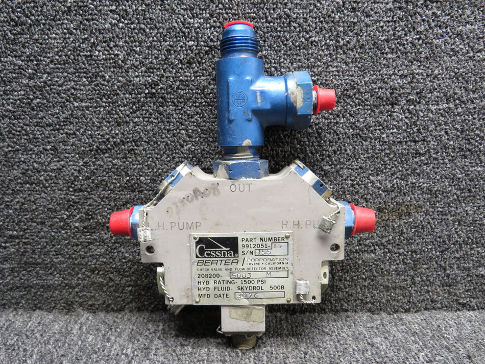 208200-5003M (Alt: 9912051-1F) Bertea Check Valve and Flow Detector Assembly