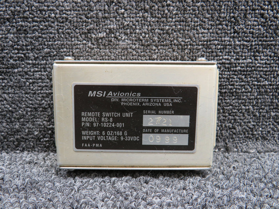 97-10224-001 MSI Avionics RS-8 Remote Switch Unit 9-33V