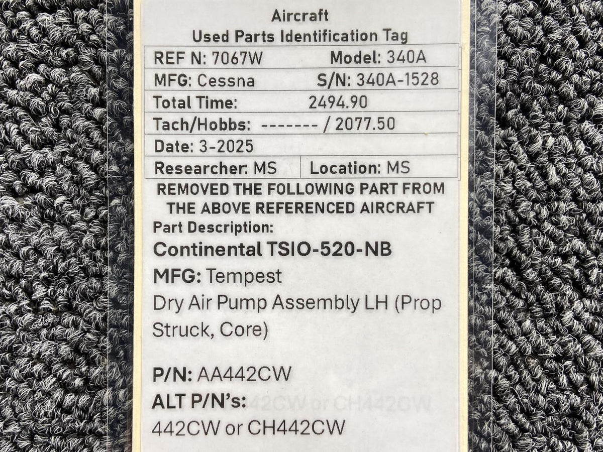 Tempest AA442CW (Alt: CH442CW) Continental TSIO-520-NB Tempest Dry Air Pump (Core)