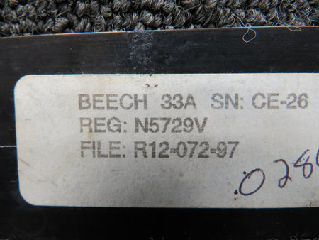 Beechcraft Parts 35-324439 Beechcraft 33A Lower Subpanel Circuit Breaker Plate RH