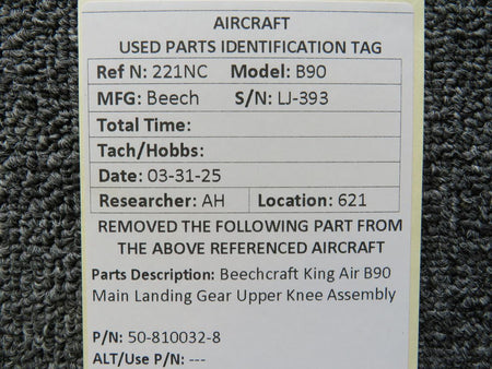 King Air 50-810032-8 Beechcraft King Air B90 Main Landing Gear Upper Knee Assembly