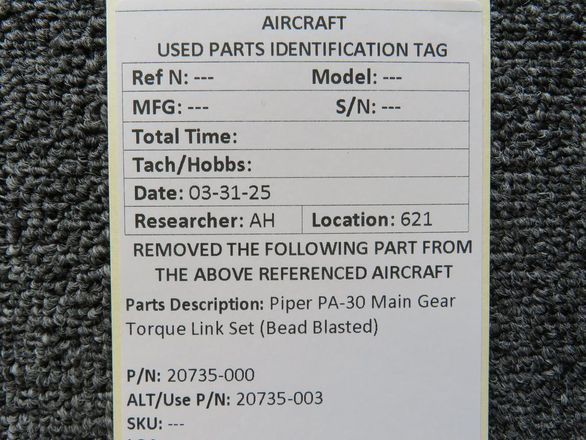 Piper Aircraft Parts 20735-000 (Use: 20735-003) Piper PA-30 Main Gear Torque Link Set (Bead Blasted)