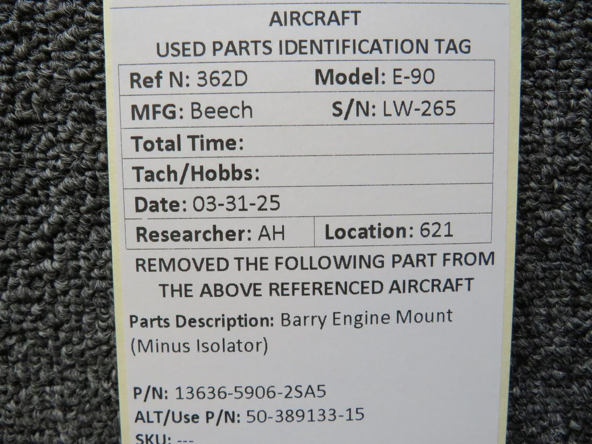 Barry Controls 13636-5906-2SA5 (Alt: 50-389133-15) Barry Engine Mount (Minus Isolator)