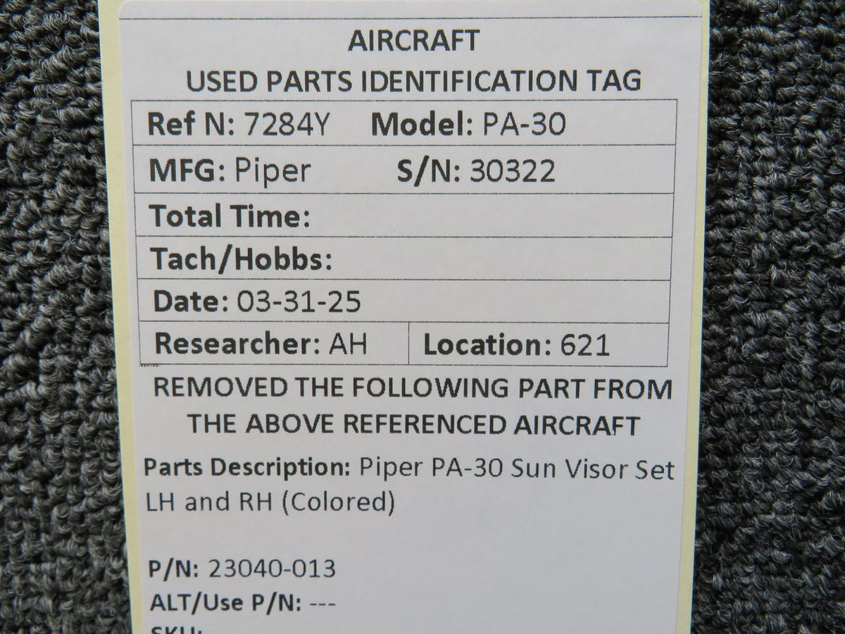 Piper Aircraft Parts 23040-013 Piper PA-30 Sun Visor Set LH and RH (Colored)