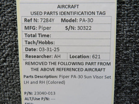 Piper Aircraft Parts 23040-013 Piper PA-30 Sun Visor Set LH and RH (Colored)