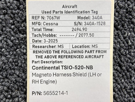 Continental Motors  5655214-1 Continental TSIO-520-NB Magneto Harness Shield (LH or RH Engine)