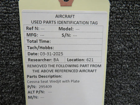 Cessna Aircraft Parts 295409 Cessna Seat Wedjit with Plate