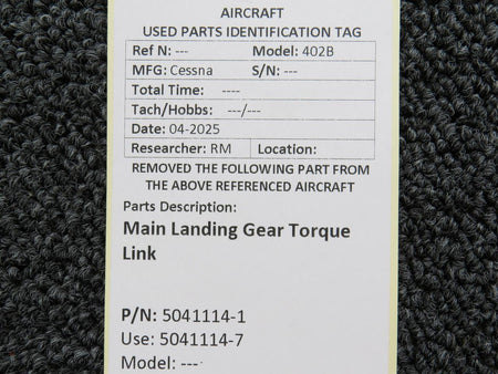 Cessna Aircraft Parts 5041114-1 (Use: 5041114-7) Cessna 402B Main Landing Gear Torque Link