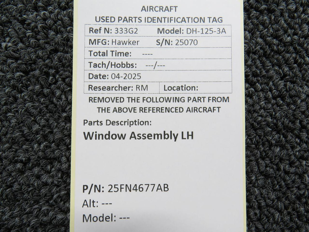 Hawker 25FN4677AB Hawker DH-125-3A Window Assembly LH