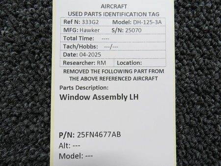 Hawker 25FN4677AB Hawker DH-125-3A Window Assembly LH