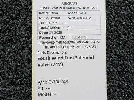 South Wind G-700748 Cessna South Wind Fuel Solenoid Valve (24V)