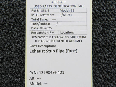 Jetstream 1379049H401 Jetstream 31 Exhaust Stub Pipe (Rust)
