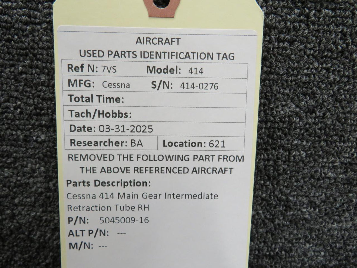 Cessna Aircraft Parts 5045009-16 Cessna 414 Main Gear Intermediate Retraction Tube RH