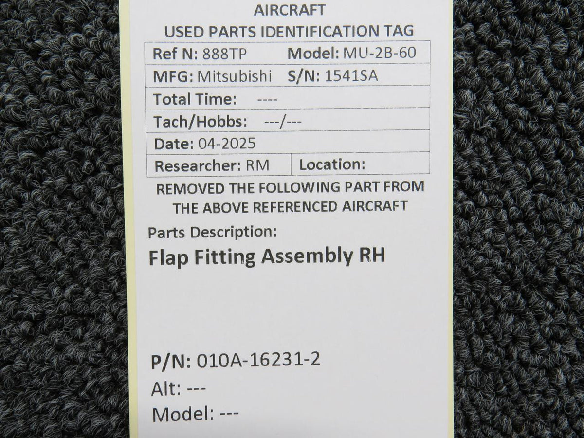 Mitsubishi 010A-16231-2 Mitsubishi MU-2B-60 Flap Fitting Assembly RH