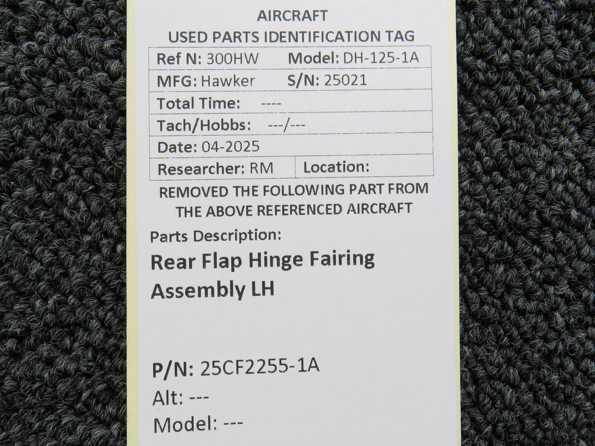 Hawker 25CF2255-1A Hawker DH-125-1A Rear Flap Hinge Fairing Assembly LH