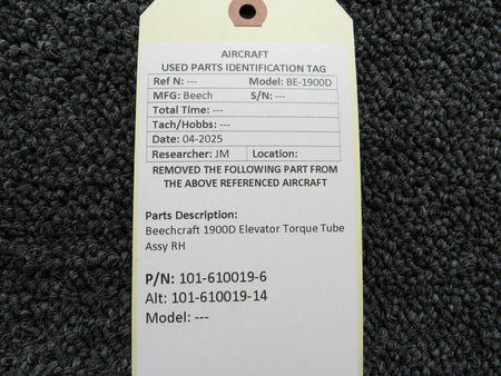 Beechcraft Parts 101-610019-6 (Use: 101-610019-14) Beechcraft 1900D Elevator Torque Tube Assy RH
